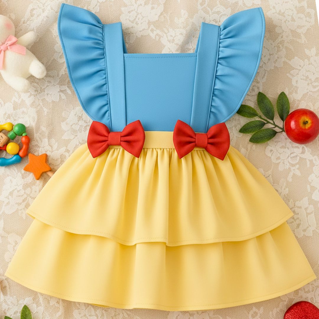 Vestido azul e amarelo