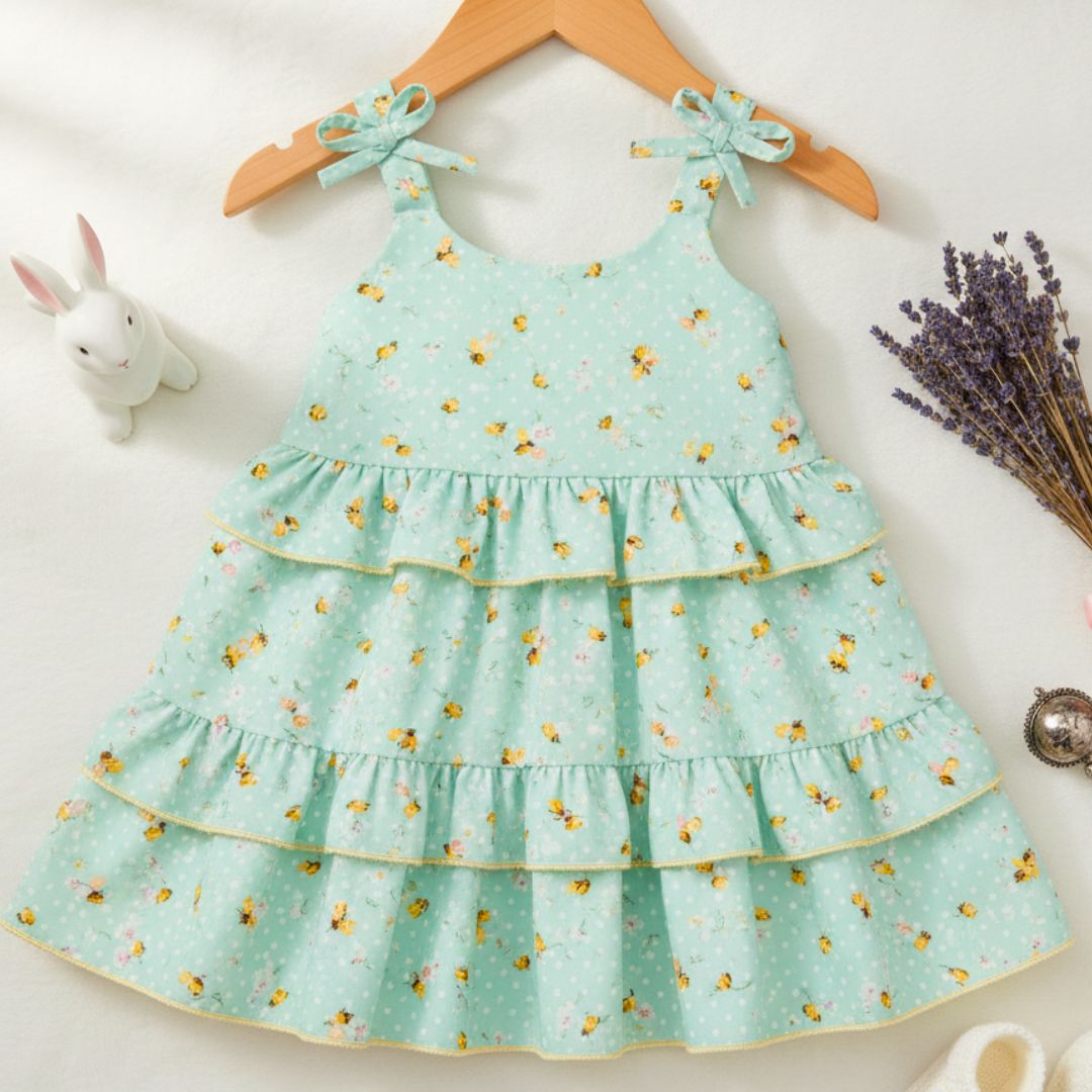 Vestido verde com babados