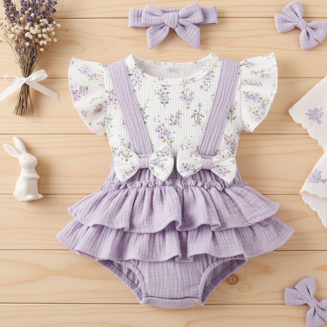 Vestido lilás com babados