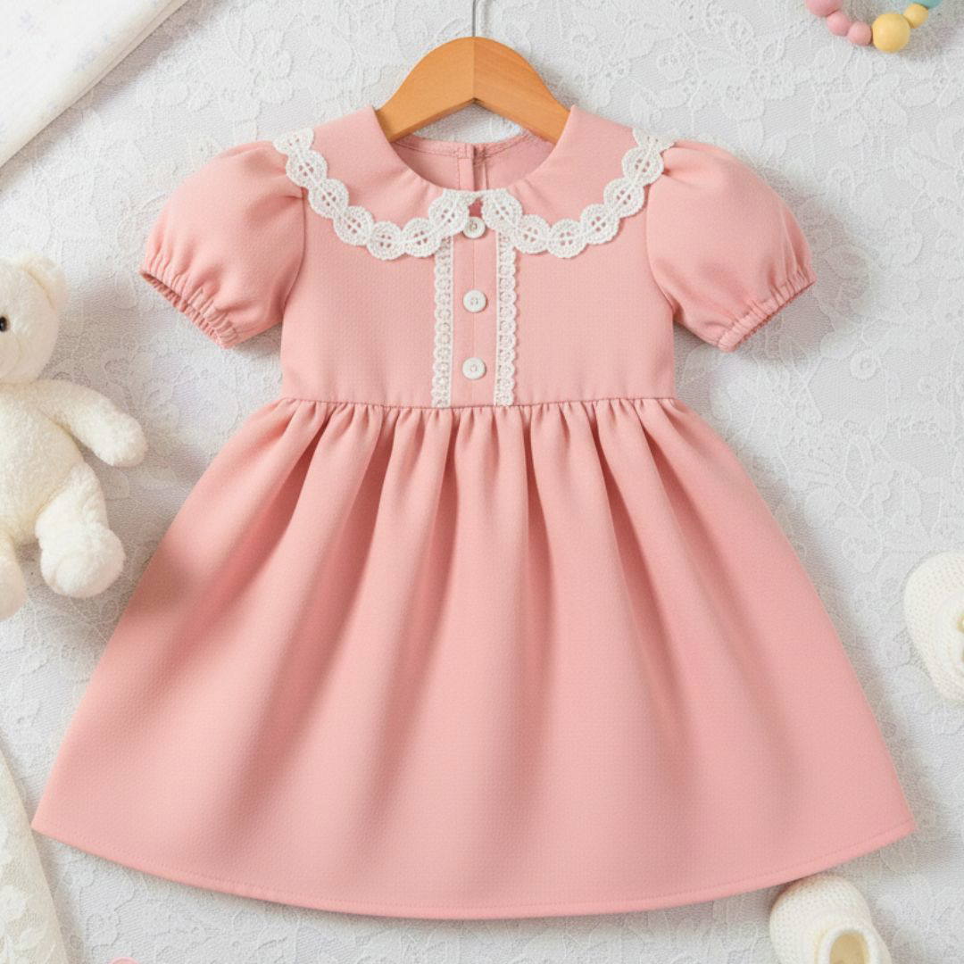 Vestido rosa com gola